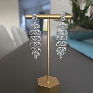 Swarovski Baron Earrings Pale Blue & Clear Crystal Pave Pierced